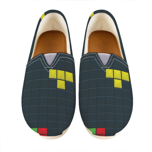 Colorful Block Puzzle Video Game Print Casual Shoes