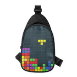 Colorful Block Puzzle Video Game Print Chest Bag