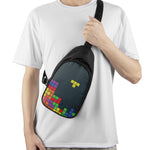 Colorful Block Puzzle Video Game Print Chest Bag