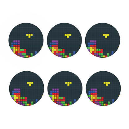 Colorful Block Puzzle Video Game Print Coaster Set