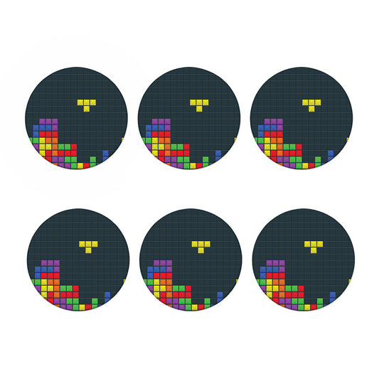 Colorful Block Puzzle Video Game Print Coaster Set