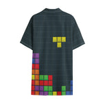 Colorful Block Puzzle Video Game Print Cotton Hawaiian Shirt