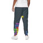Colorful Block Puzzle Video Game Print Cotton Pants