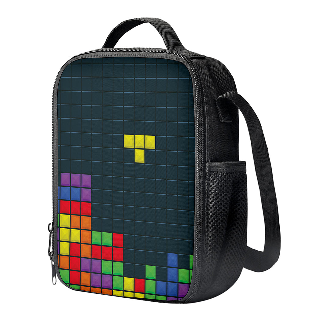 Colorful Block Puzzle Video Game Print Crossbody Lunch Bag