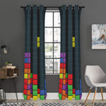 Colorful Block Puzzle Video Game Print Curtain
