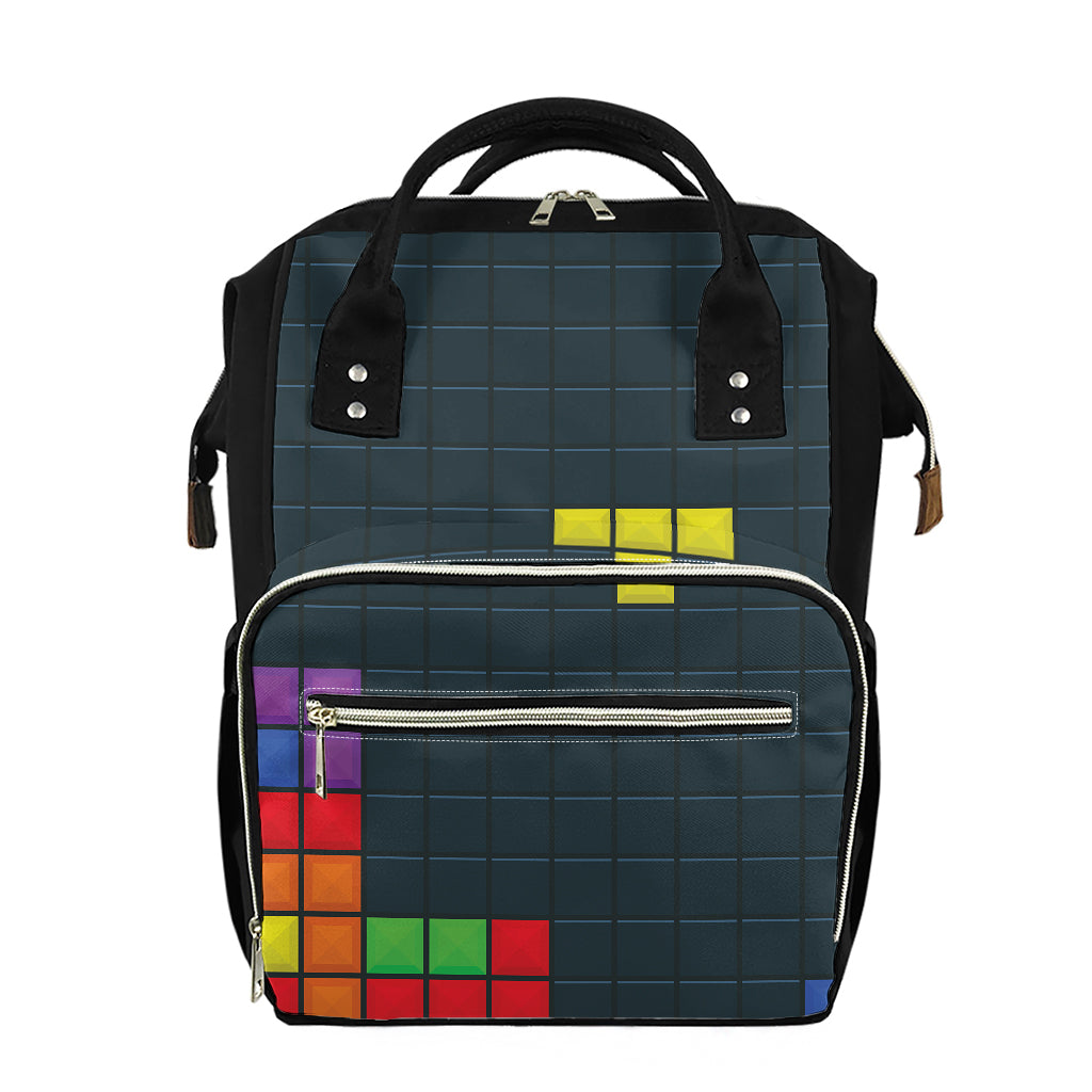 Colorful Block Puzzle Video Game Print Diaper Bag