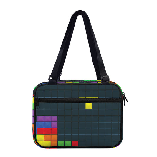 Colorful Block Puzzle Video Game Print Double Strap Bible Bag