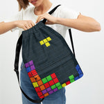 Colorful Block Puzzle Video Game Print Drawstring Backpack