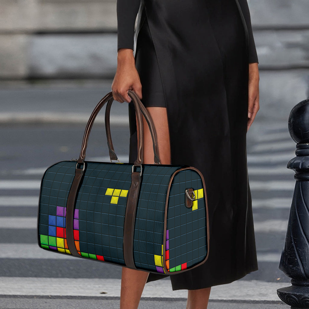 Colorful Block Puzzle Video Game Print Duffle Bag
