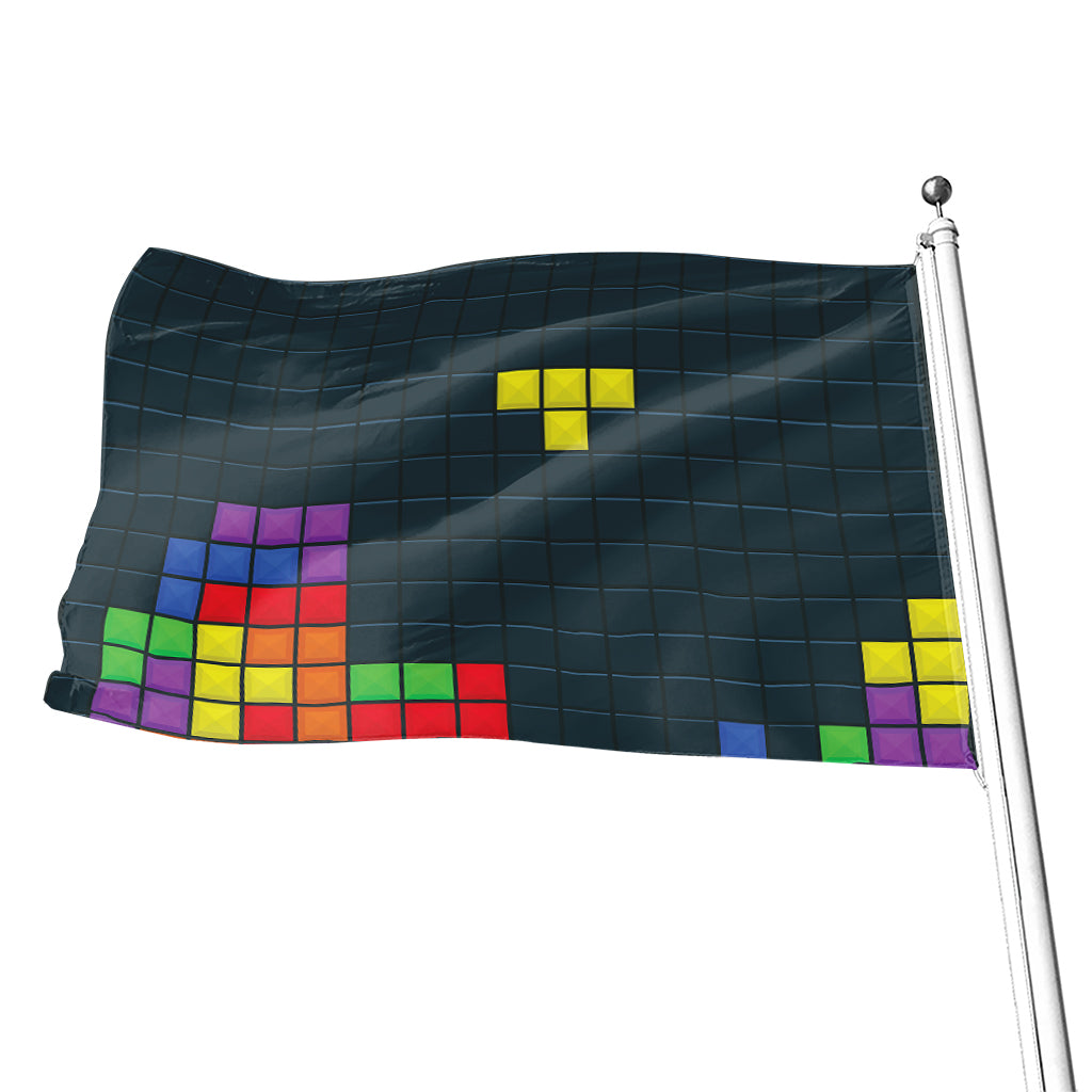 Colorful Block Puzzle Video Game Print Flag