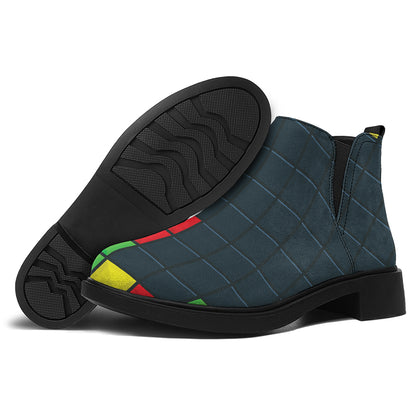 Colorful Block Puzzle Video Game Print Flat Ankle Boots
