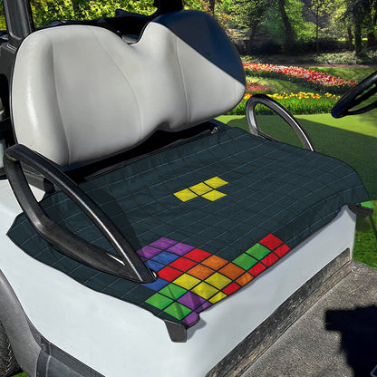 Colorful Block Puzzle Video Game Print Golf Cart Seat Cover