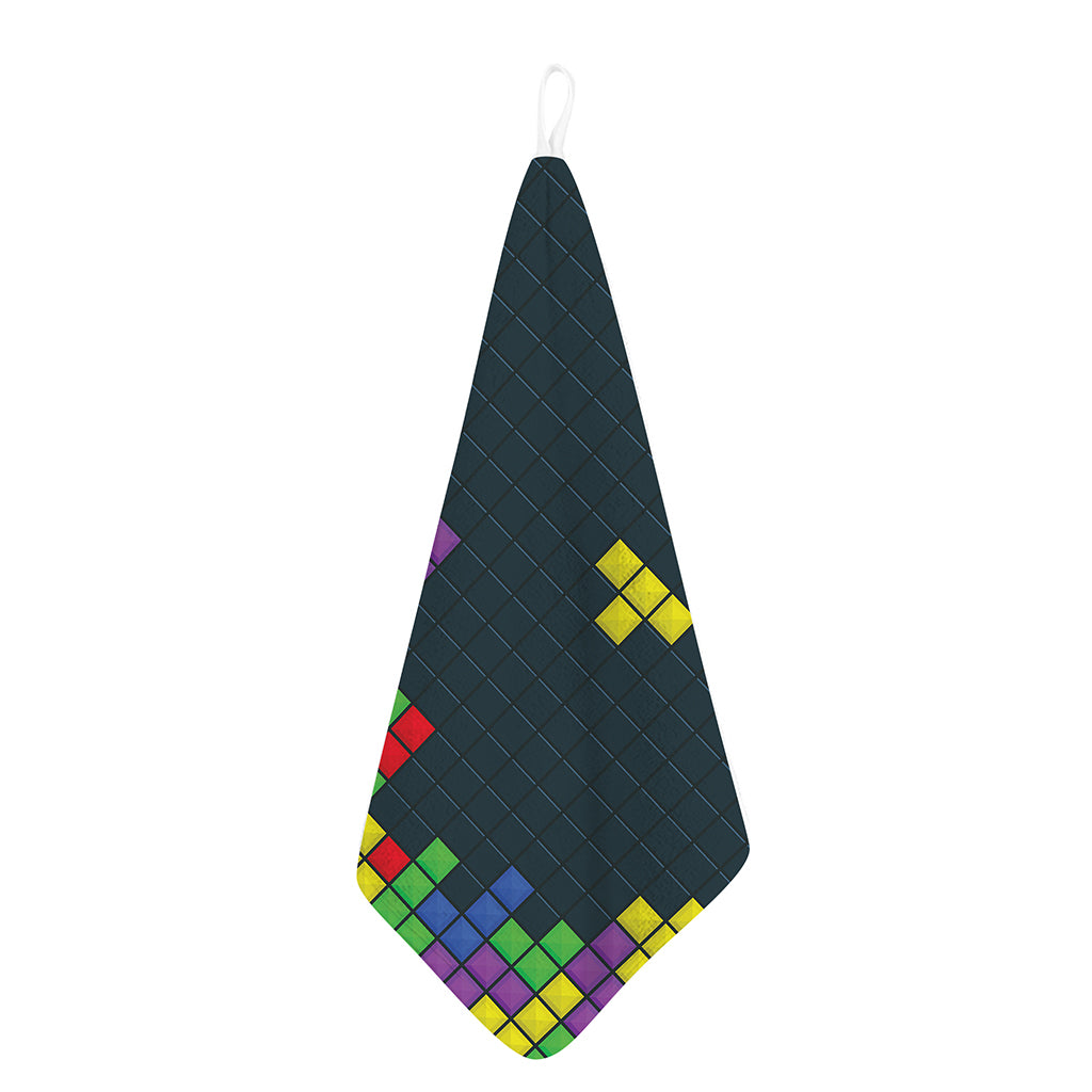 Colorful Block Puzzle Video Game Print Hand Towel