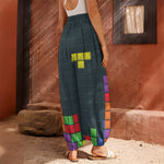 Colorful Block Puzzle Video Game Print Harem Pants