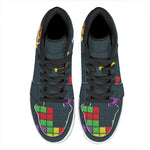 Colorful Block Puzzle Video Game Print High Top Leather Sneakers