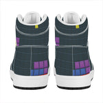 Colorful Block Puzzle Video Game Print High Top Leather Sneakers
