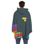 Colorful Block Puzzle Video Game Print Hoodie Blanket