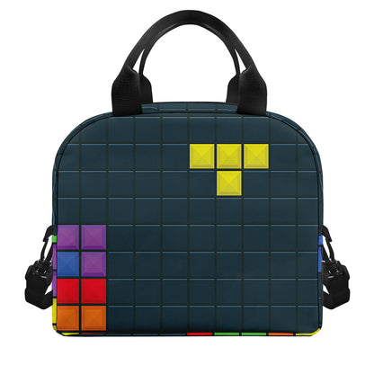 Colorful Block Puzzle Video Game Print Insulated Lunch Bag