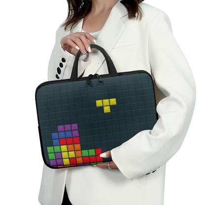 Colorful Block Puzzle Video Game Print Laptop Sleeve With Handle