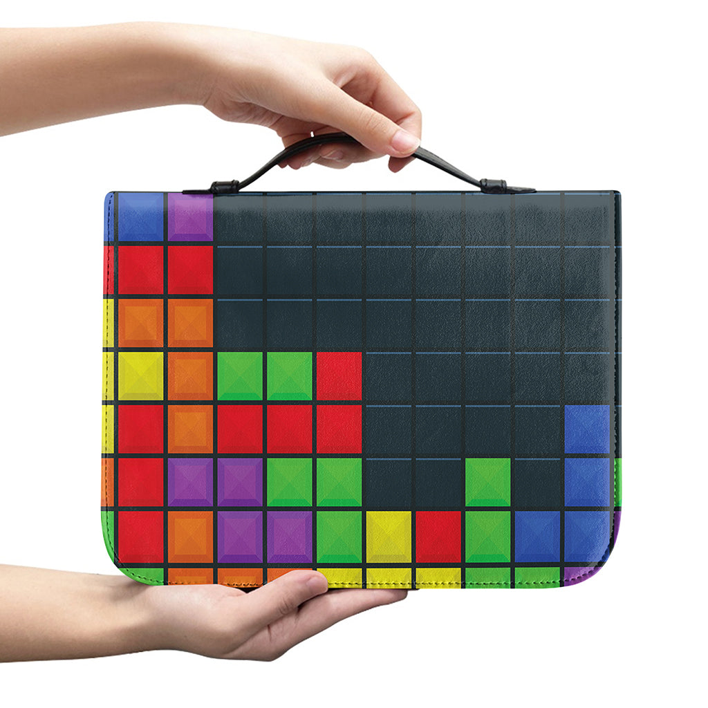 Colorful Block Puzzle Video Game Print Leather Bible Cover