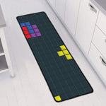 Colorful Block Puzzle Video Game Print Long Kitchen Mat
