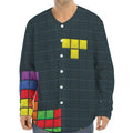 Colorful Block Puzzle Video Game Print Long Sleeve Baseball Jersey