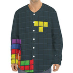 Colorful Block Puzzle Video Game Print Long Sleeve Baseball Jersey