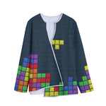 Colorful Block Puzzle Video Game Print Long Sleeve Short Coat