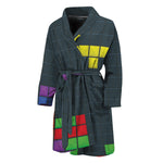 Colorful Block Puzzle Video Game Print Men's Bathrobe