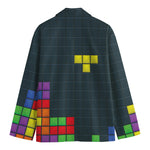 Colorful Block Puzzle Video Game Print Men's Blazer