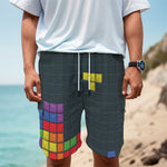 Colorful Block Puzzle Video Game Print Men's Cargo Shorts