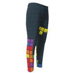 Colorful Block Puzzle Video Game Print Men's Compression Pants