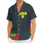 Colorful Block Puzzle Video Game Print Men's Deep V-Neck Shirt