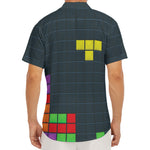 Colorful Block Puzzle Video Game Print Men's Deep V-Neck Shirt