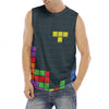 Colorful Block Puzzle Video Game Print Men's Fitness Tank Top
