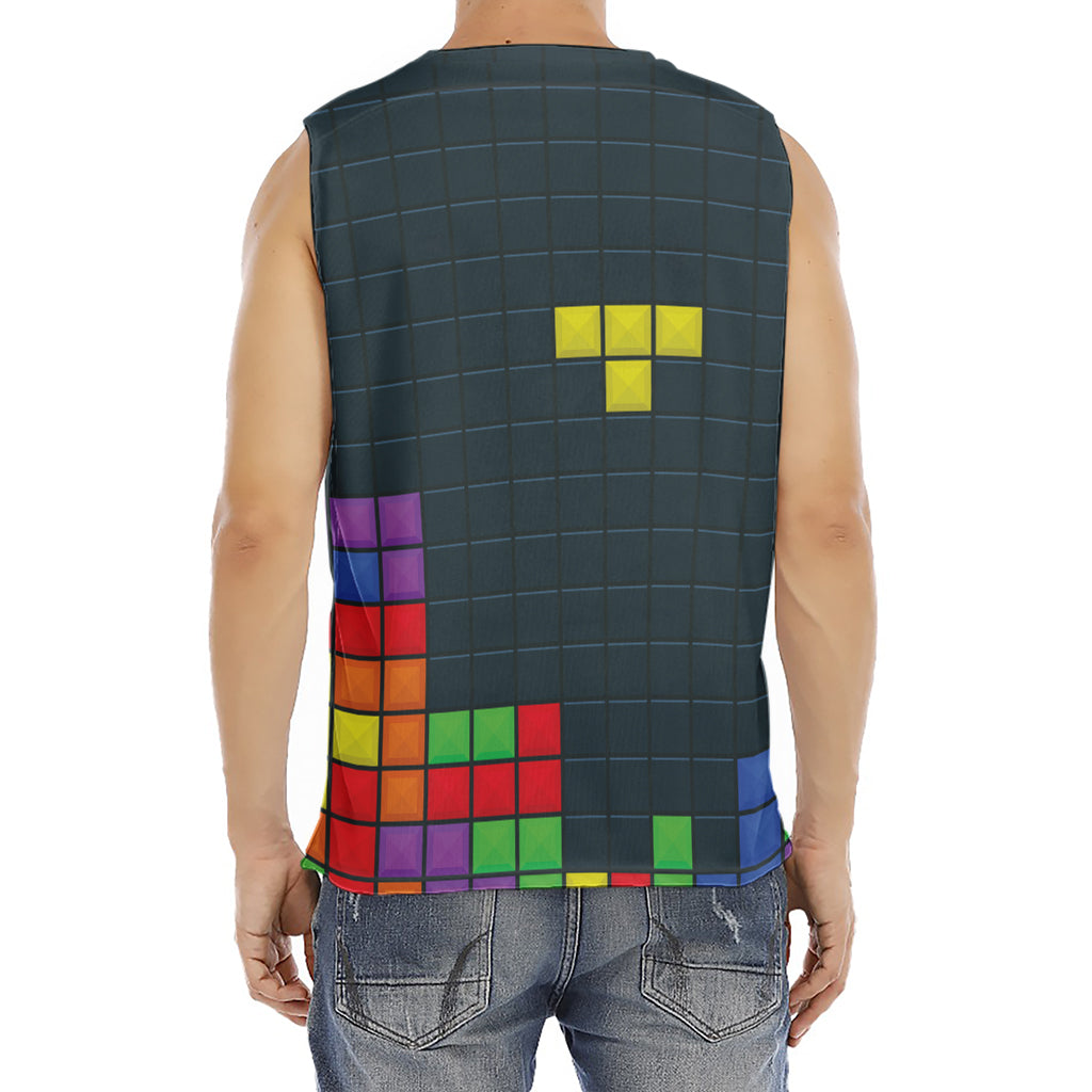 Colorful Block Puzzle Video Game Print Men's Fitness Tank Top