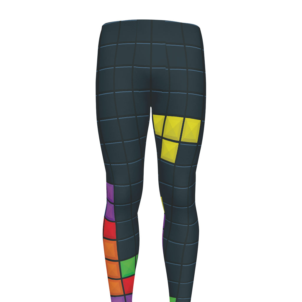 Colorful Block Puzzle Video Game Print Men's leggings