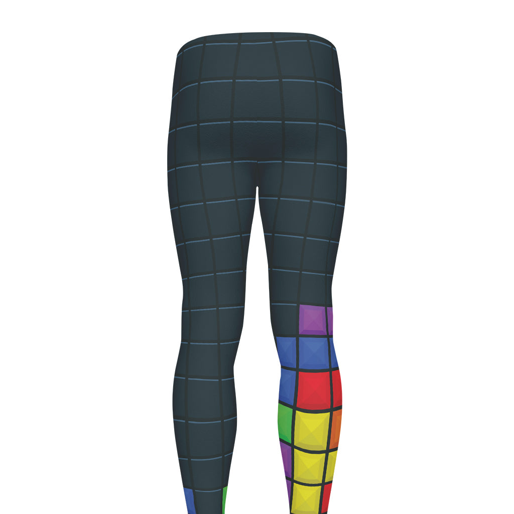 Colorful Block Puzzle Video Game Print Men's leggings