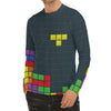 Colorful Block Puzzle Video Game Print Men's Long Sleeve Rash Guard