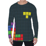 Colorful Block Puzzle Video Game Print Men's Long Sleeve T-Shirt