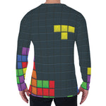 Colorful Block Puzzle Video Game Print Men's Long Sleeve T-Shirt