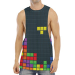 Colorful Block Puzzle Video Game Print Men's Muscle Tank Top