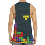 Colorful Block Puzzle Video Game Print Men's Muscle Tank Top