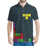 Colorful Block Puzzle Video Game Print Men's Polo Shirt