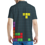 Colorful Block Puzzle Video Game Print Men's Polo Shirt