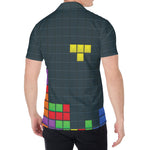 Colorful Block Puzzle Video Game Print Men's Shirt