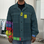 Colorful Block Puzzle Video Game Print Men's Shirt Jacket