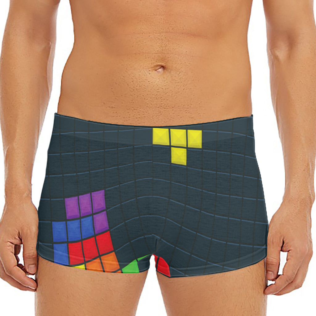 Colorful Block Puzzle Video Game Print Men's Short Boxer Briefs