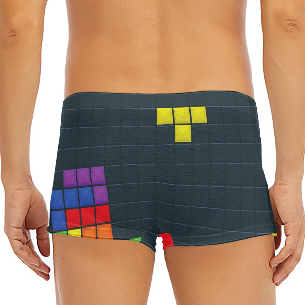 Colorful Block Puzzle Video Game Print Men's Short Boxer Briefs