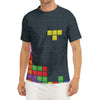 Colorful Block Puzzle Video Game Print Men's Short Sleeve Rash Guard
